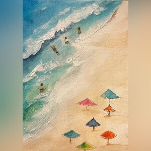 Original painted beach summer art landscape wall decor
